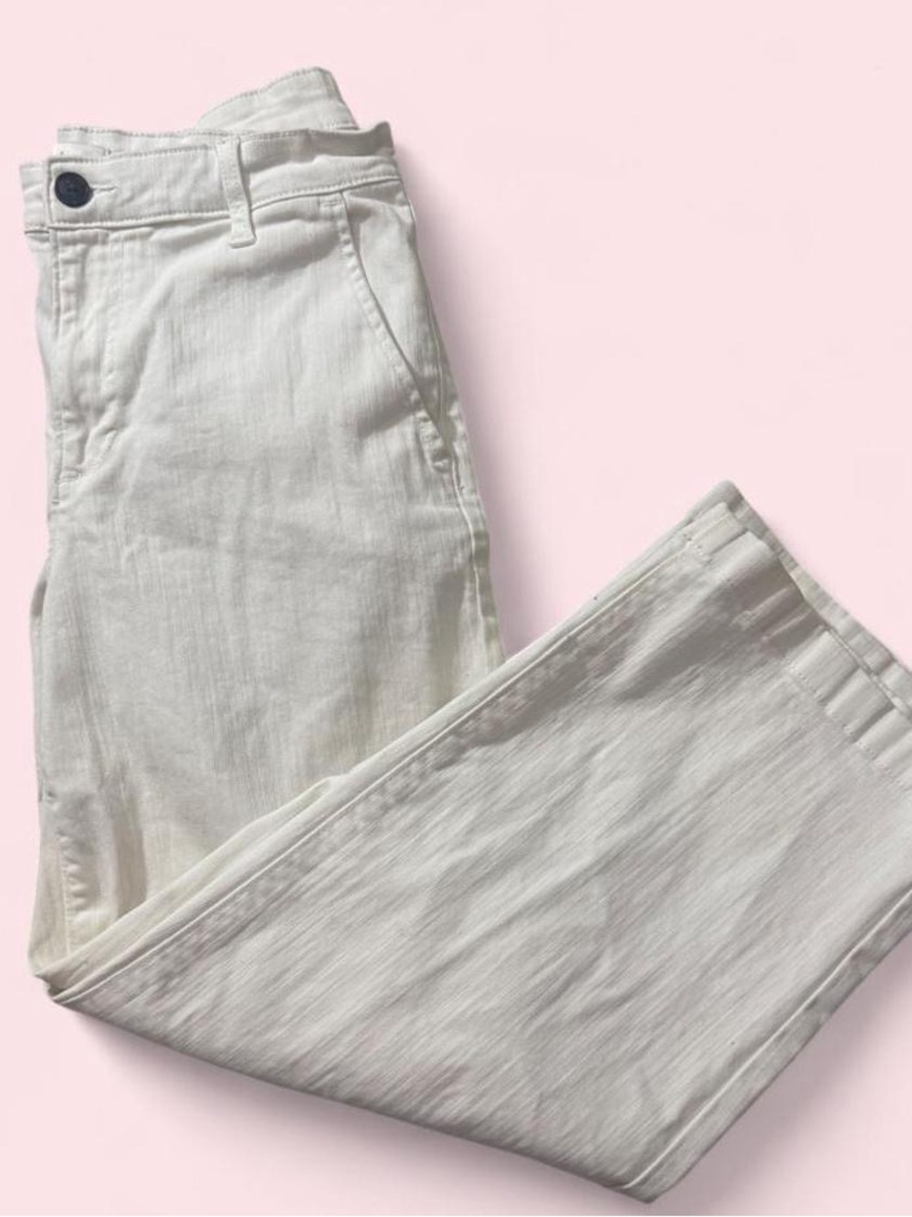 Ella Moss White Cotton Denim Pants with Dark Button